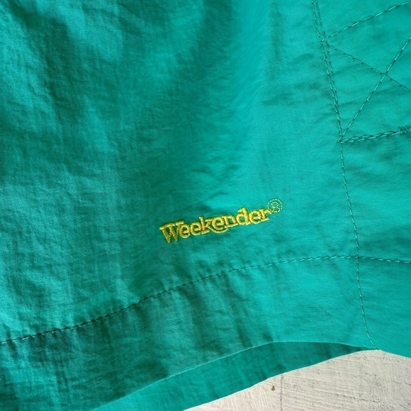WEEKENDER, MENS, AQUA BLUE WITH YELLOW TRIM, SWIM TRUNKS. 2 SIDE POCKETS. SIZE M - Picture 2 of 8